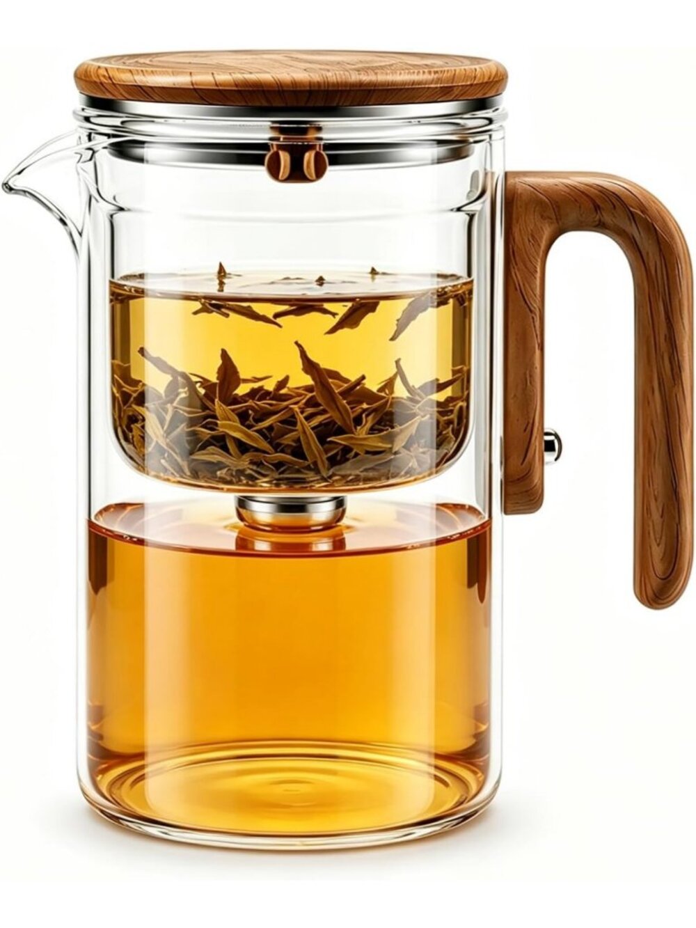 Elegant Glass Teapot with Infuser, 24oz Heat-Resistant Brewer for Loose Leaf Tea